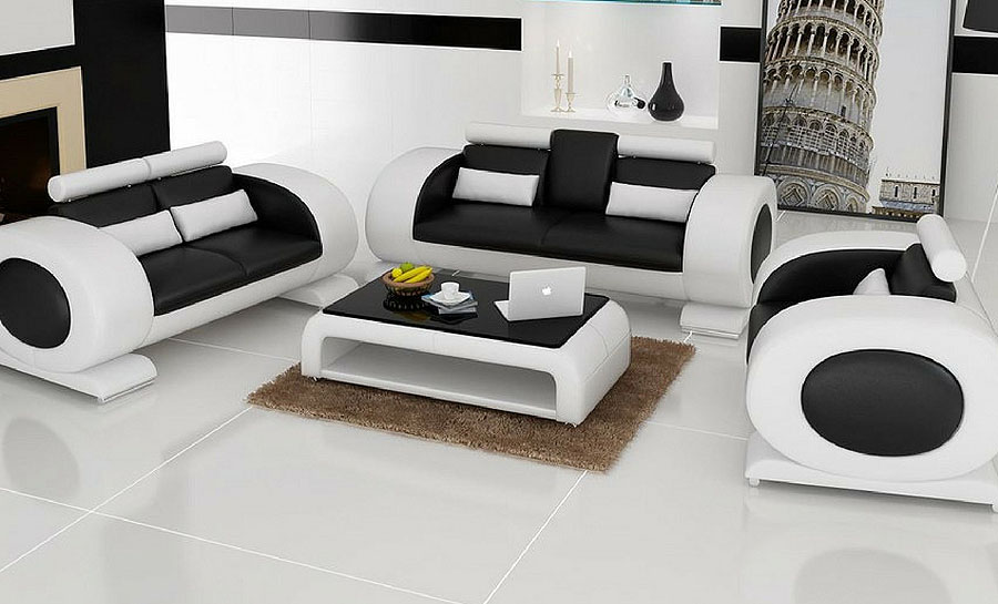Geneva Leather Sofa Lounge Set